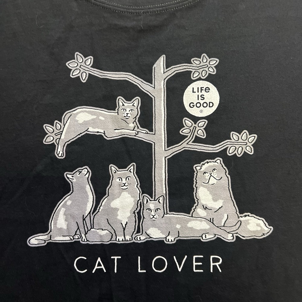 Life Is Good Cat Lover Graphic T-Shirt Womens 3XL Black Crusher Animal Lover Tee - Picture 6 of 8